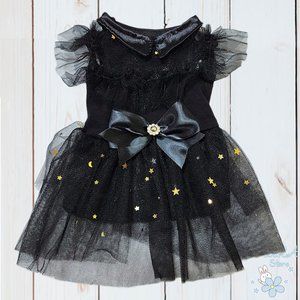 🎃👻 WEDNESDAY ADDAMS HALLOWEEN DOG PUPPY PET COSTUME GOTHIC BALL GOWN DRESS👻🎃